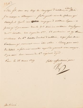 Lot #7035 Napoleon Archive of (29) Letters Signed to His Adopted Son, Prince Eugène de Beauharnais, Detailing Military Strategy in the War of the Fifth Coalition: 