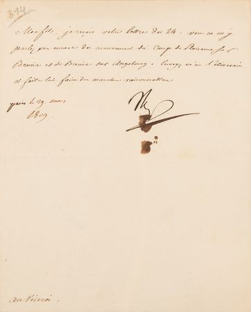 Lot #7035 Napoleon Archive of (29) Letters Signed to His Adopted Son, Prince Eugène de Beauharnais, Detailing Military Strategy in the War of the Fifth Coalition: 