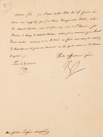 Lot #7035 Napoleon Archive of (29) Letters Signed to His Adopted Son, Prince Eugène de Beauharnais, Detailing Military Strategy in the War of the Fifth Coalition: 