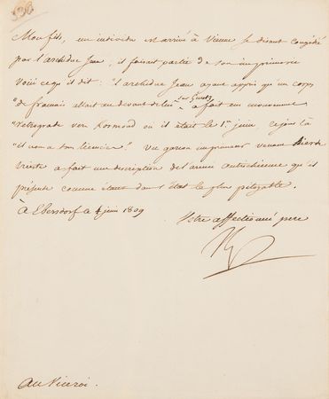 Lot #7035 Napoleon Archive of (29) Letters Signed to His Adopted Son, Prince Eugène de Beauharnais, Detailing Military Strategy in the War of the Fifth Coalition: 