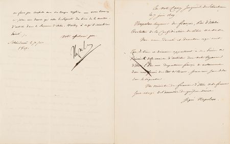 Lot #7035 Napoleon Archive of (29) Letters Signed to His Adopted Son, Prince Eugène de Beauharnais, Detailing Military Strategy in the War of the Fifth Coalition: 