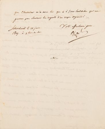 Lot #7035 Napoleon Archive of (29) Letters Signed to His Adopted Son, Prince Eugène de Beauharnais, Detailing Military Strategy in the War of the Fifth Coalition: 