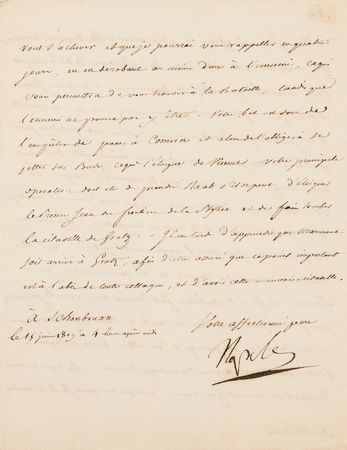 Lot #7035 Napoleon Archive of (29) Letters Signed to His Adopted Son, Prince Eugène de Beauharnais, Detailing Military Strategy in the War of the Fifth Coalition: 