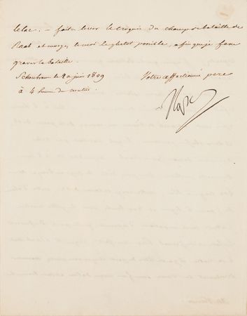 Lot #7035 Napoleon Archive of (29) Letters Signed to His Adopted Son, Prince Eugène de Beauharnais, Detailing Military Strategy in the War of the Fifth Coalition: 