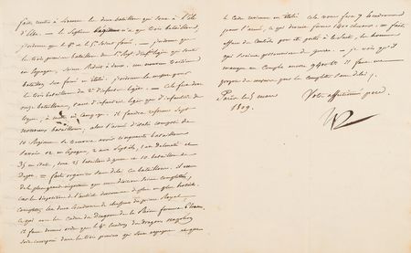 Lot #7035 Napoleon Archive of (29) Letters Signed to His Adopted Son, Prince Eugène de Beauharnais, Detailing Military Strategy in the War of the Fifth Coalition: 