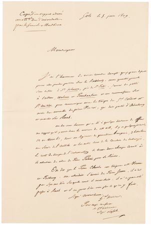 Lot #7035 Napoleon Archive of (29) Letters Signed to His Adopted Son, Prince Eugène de Beauharnais, Detailing Military Strategy in the War of the Fifth Coalition: 