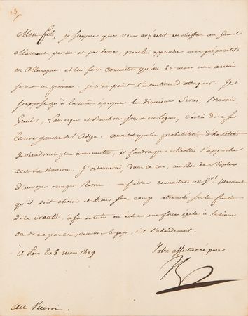 Lot #7035 Napoleon Archive of (29) Letters Signed to His Adopted Son, Prince Eugène de Beauharnais, Detailing Military Strategy in the War of the Fifth Coalition: 