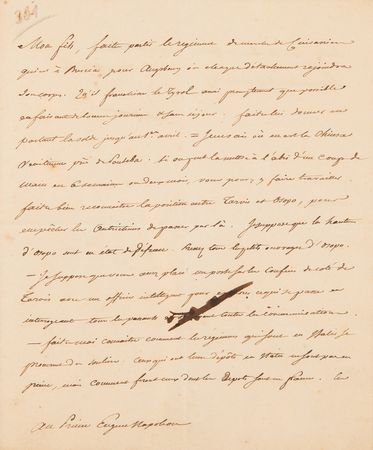 Lot #7035 Napoleon Archive of (29) Letters Signed to His Adopted Son, Prince Eugène de Beauharnais, Detailing Military Strategy in the War of the Fifth Coalition: 