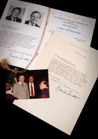 Lot #7090 Frank Sinatra Typed Letter Signed to Ronald Reagan and George Bush for the 1981 Presidential Inaugural Gala Program - Image 1