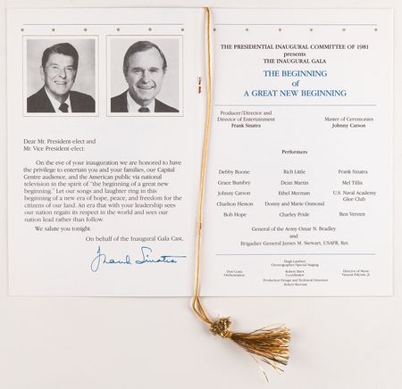 Lot #7090 Frank Sinatra Typed Letter Signed to Ronald Reagan and George Bush for the 1981 Presidential Inaugural Gala Program - Image 4