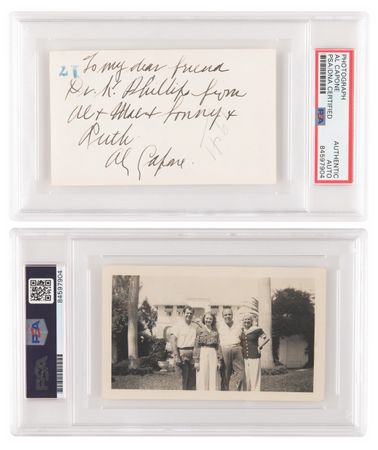 Lot #7099 Al Capone Signed Photograph of the Capone Family in Palm Island, Presented to Capone's Primary Physician (1941) - Image 1