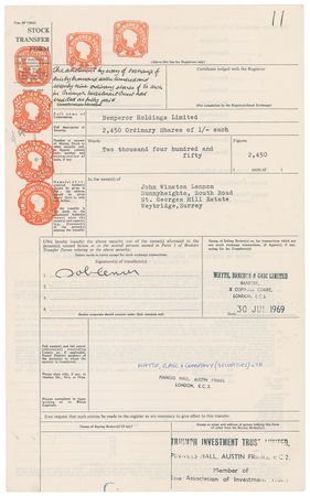 Lot #7085 Beatles (4) Documents for Buyout of Brian Epstein's NEMS, Signed by Lennon, McCartney, Harrison, and Starr while Recording Abbey Road in 1969 - Image 2
