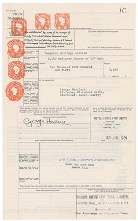 Lot #7085 Beatles (4) Documents for Buyout of Brian Epstein's NEMS, Signed by Lennon, McCartney, Harrison, and Starr while Recording Abbey Road in 1969 - Image 3