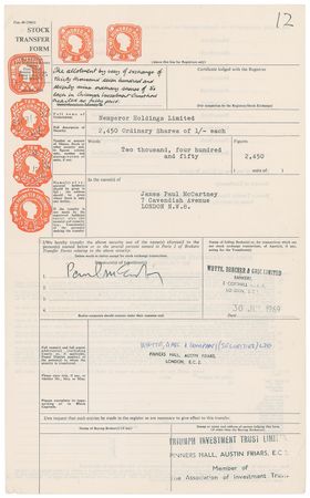 Lot #7085 Beatles (4) Documents for Buyout of Brian Epstein's NEMS, Signed by Lennon, McCartney, Harrison, and Starr while Recording Abbey Road in 1969 - Image 4