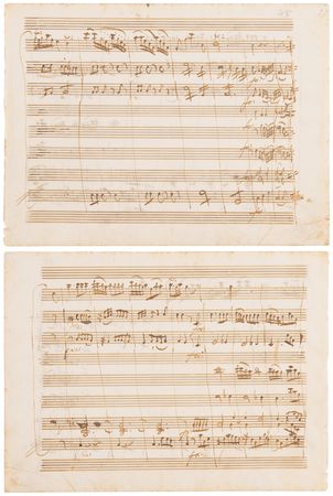 Lot #7049 Wolfgang Amadeus Mozart Handwritten Musical Manuscript from the 'Antretter Serenade in D' - Image 1