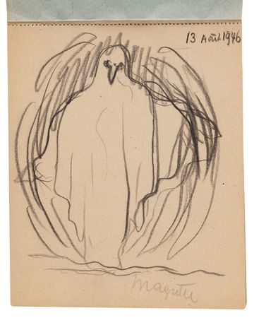 Lot #7067 Rene Magritte's Mid-1940s Sketchbook, 'Le Probleme du Fantome' - Featuring Nearly 50 Original Drawings - Image 2