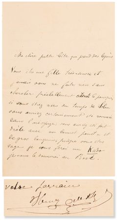 Lot #7064 Henri de Toulouse-Lautrec Autograph Letter Signed, One Month After Breaking His Leg at Barèges - Image 1