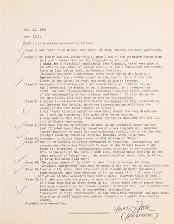 Lot #7062 Jack Kerouac Archive of (6) Signed Letters to Editor Ellis Amburn: 