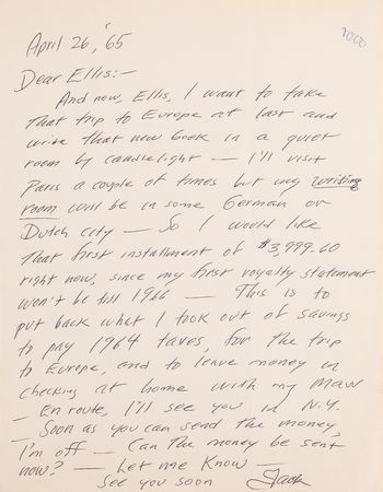 Lot #7062 Jack Kerouac Archive of (6) Signed Letters to Editor Ellis Amburn: 