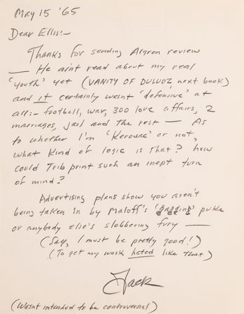 Lot #7062 Jack Kerouac Archive of (6) Signed Letters to Editor Ellis Amburn: 