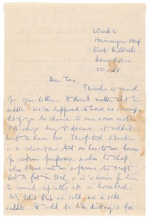 Lot #7061 George Orwell Autograph Letter Signed on Tuberculosis and Finishing Nineteen Eighty-Four: 