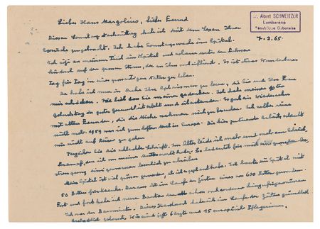 Lot #7079 Albert Schweitzer Archive of (12) Letters and Notes on Philosophy, Aphorisms, and Nuclear Weapons: 