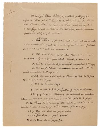 Lot #7037 Dreyfus Affair: Etienne Charavay Handwritten Manuscript and Graphological Notes from the 1894 Dreyfus Affair Court-Martial - Image 2