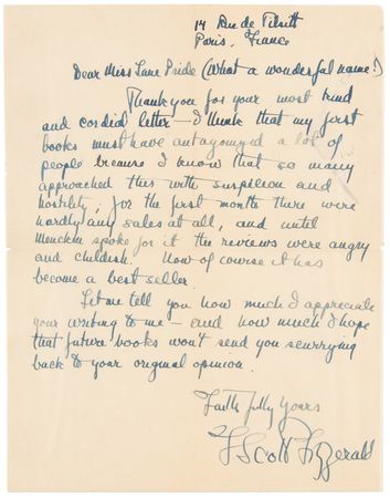 Lot #7059 F. Scott Fitzgerald Autograph Letter Signed on The Great Gatsby and the Influence of H. L. Mencken - Image 1