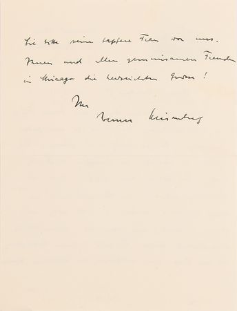 Lot #7078 Werner Heisenberg Autograph Letter Signed from Aboard the RMS ‘Queen Mary’ - The Theoretical Physicist Voyages Home After His 1954 American Lecture Tour and His Final Visits with Albert Einstein and Enrico Fermi - Image 2