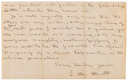 Lot #7056 Louisa May Alcott Autograph Letter Signed on “My ‘Little Women’” and Her Resemblance to Jo March - “‘Jo’ is not myself any more than the others are my sisters, only suggestions of the four real girls” - Image 4