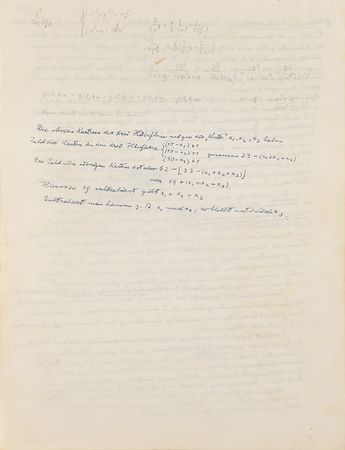 Lot #7075 Albert Einstein Important Handwritten Manuscript: 