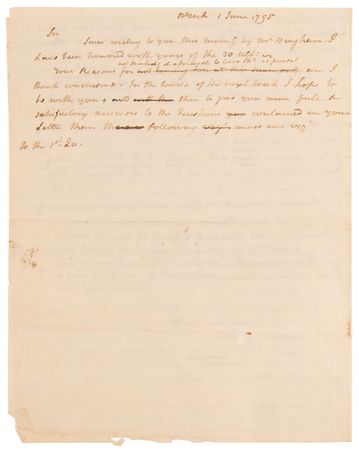 Lot #7033 John Jay Handwritten Letter Draft, Defending His Treaty with Great Britain: 