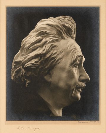 Lot #7076 Albert Einstein Signed ‘Bust Sculpture’ Photograph (1942) - Image 2