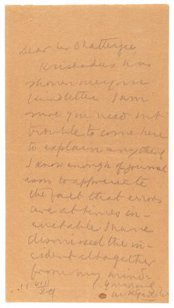 Lot #7046 Mohandas Gandhi Autograph Letter Signed: 