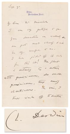 Lot #7070 Charles Darwin Autograph Letter Signed on Experiments with Carnivorous Plants: 