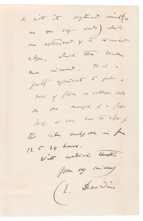 Lot #7070 Charles Darwin Autograph Letter Signed on Experiments with Carnivorous Plants: 