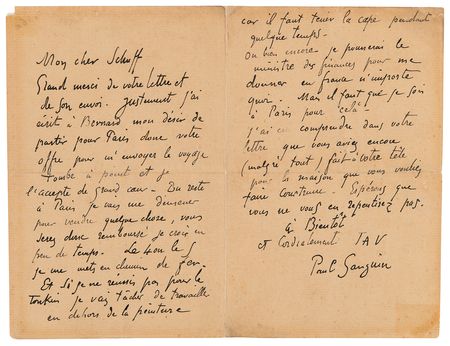 Lot #7065 Paul Gauguin Autograph Letter Signed on His Art and Travels: 