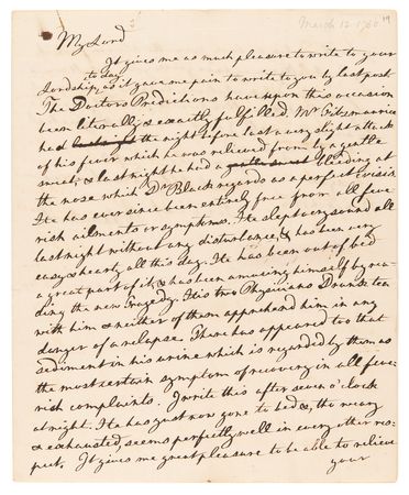 Lot #7029 Adam Smith Autograph Letter Signed on a Student's Sickness - One Year After Publishing The Theory of Moral Sentiments - Image 1