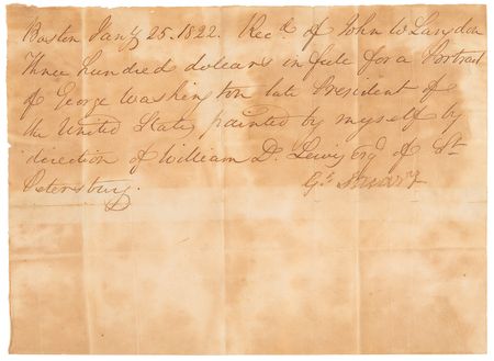 Lot #7034 Gilbert Stuart Signed Receipt for His 1822 'Lewis-Wilson Portrait of George Washington' - On Current Display at the Louvre Abu Dhabi - Image 1