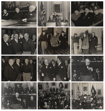 Lot #7016 Winston Churchill and Dwight D. Eisenhower Signed Photograph - Allied Leaders Stress Postwar Unity at the Virginia State House (March 8, 1946) - Image 4