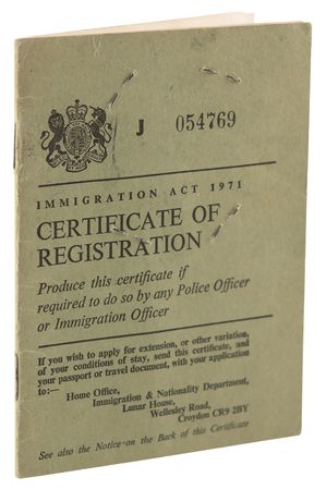 Lot #7093 Tom Cruise’s UK Certificate of Registration Booklet, Signed with His Given Name, “Thomas C. Mapother IV” - Issued for the Production of Ridley Scott’s Legend - Image 4