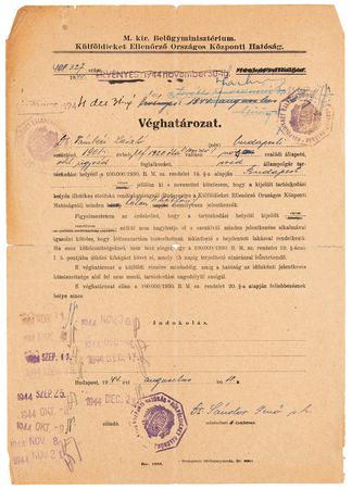 Lot #7022 Raoul Wallenberg 'Schutzbrief' Document Signed, Saving a Hungarian Jew During World War II, with Jewish Badge Exemption Document and Residency Permit - Image 6