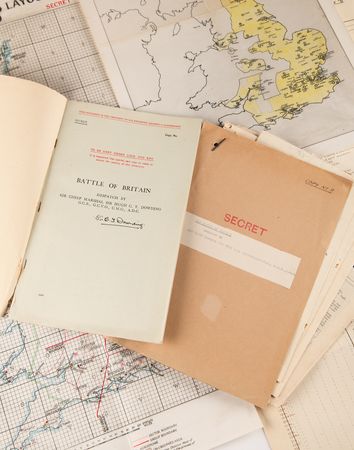 Lot #7019 Battle of Britain: Secret Dispatch Signed by Air Chief Marshal Hugh Dowding (1941), with Hand-Colored Maps and Mimeograph Draft - Image 1