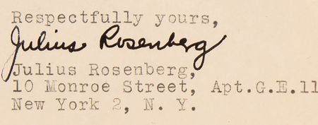 Lot #7102 Julius Rosenberg Document Signed on His Signal Corps Suspension - America's Most Notorious Spy Claims 