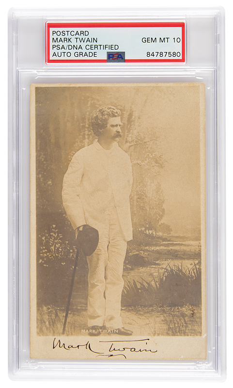 Lot 332 Samuel L. Clemens Signed Photograph in White Suit - PSA GEM MINT 10