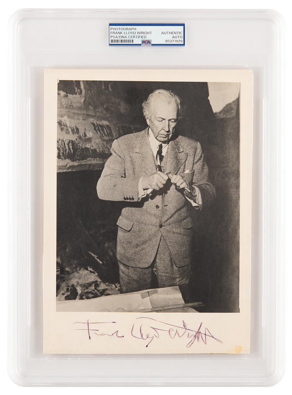 Lot 297 Frank Lloyd Wright Signed Photograph with Rare Full Signature
