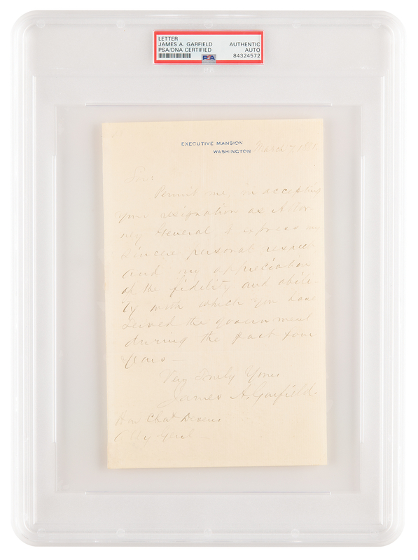 Lot 12 James A. Garfield Autograph Letter Signed as President