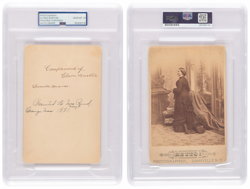 Lot 143 Clara Barton Signed Cabinet Photograph - PSA GEM MINT 10