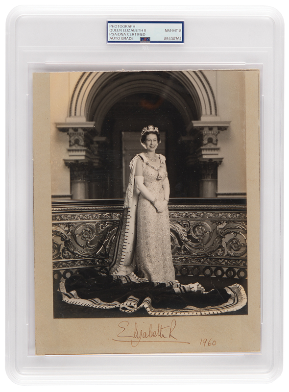 Lot 215 Queen Elizabeth II Signed Photograph - PSA NM-MT 8