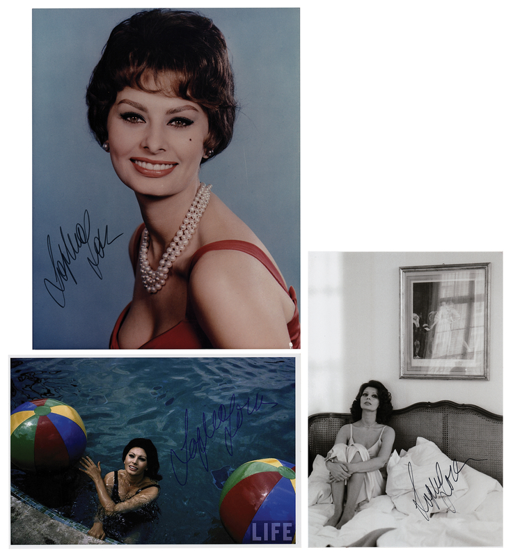 Lot 566 Sophia Loren (3) Signed Photographs